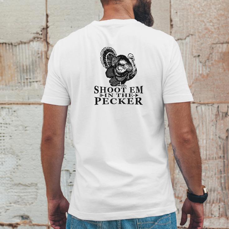 Shoot Em In The Pecker Tee Fun Hunting Turkey Mens Back Print T-shirt Funny Gifts