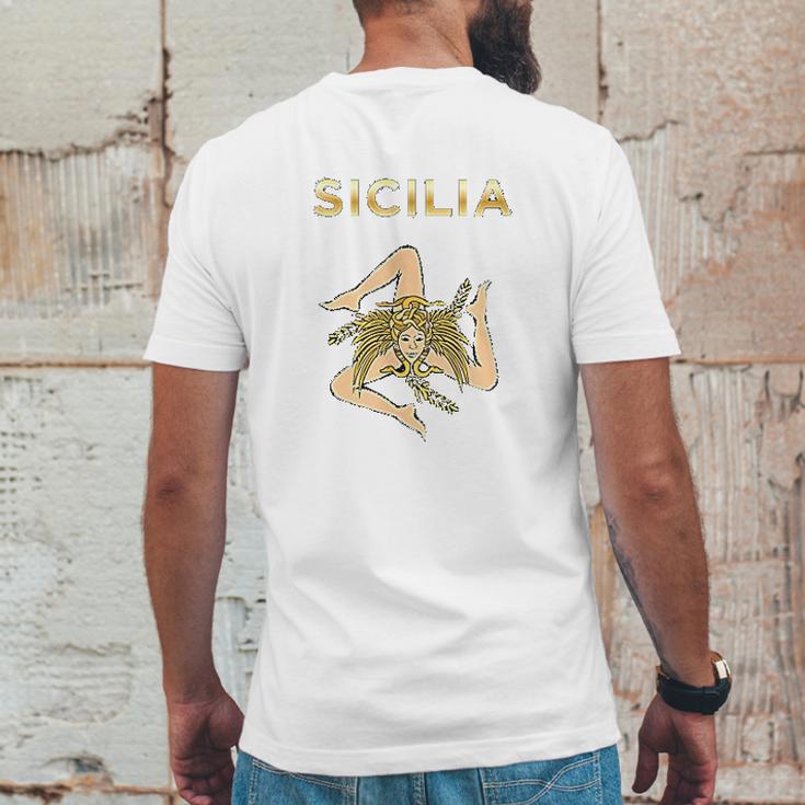 Sicilian Pride Sicilian Flag Trinacria Mens Back Print T-shirt Funny Gifts