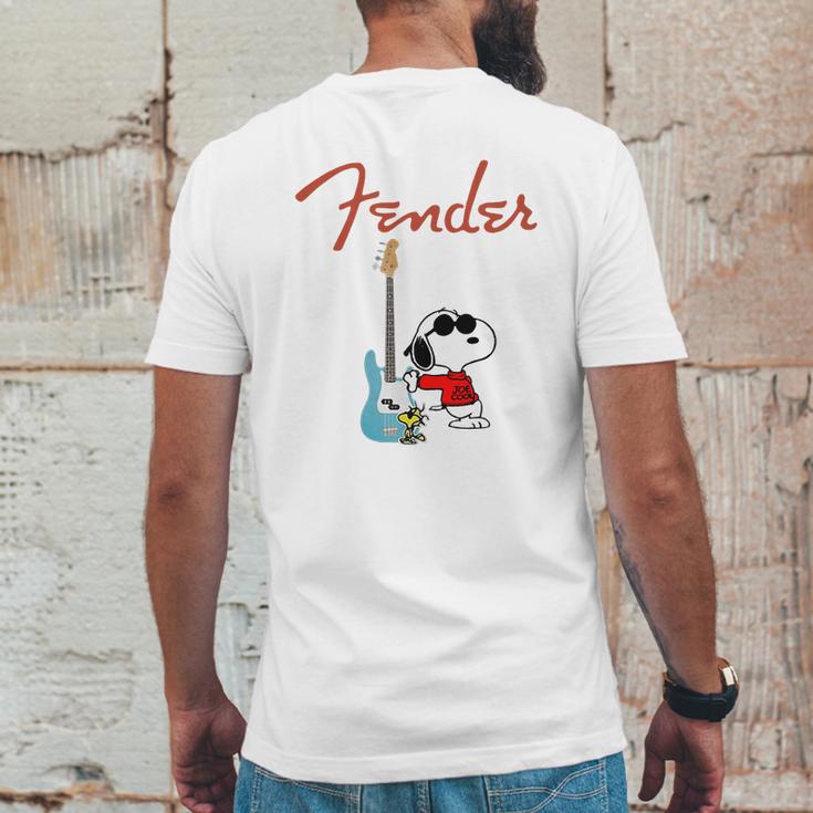 Snoopy Guitar Player Fender Mens Back Print T-shirt Funny Gifts