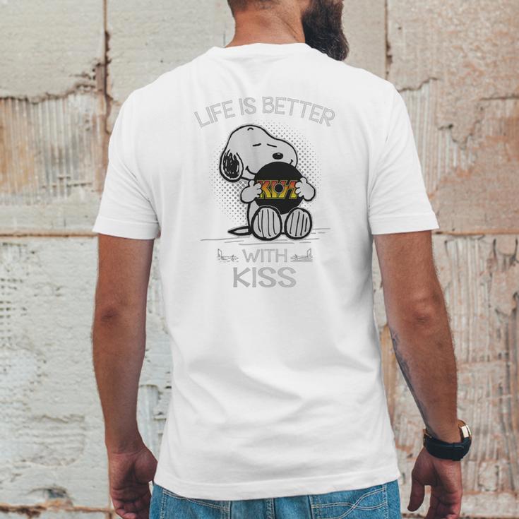 Snoopy Life Is Better With Kiss Band Mens Back Print T-shirt Funny Gifts