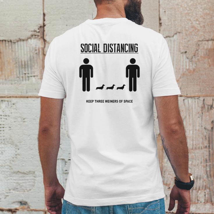 Social Distancing Dachshund Mens Back Print T-shirt Funny Gifts