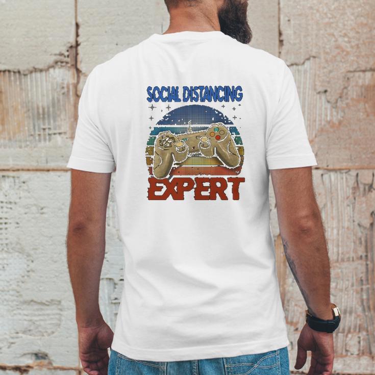 Social Distancing Expert Gamer Vintage Mens Back Print T-shirt Funny Gifts