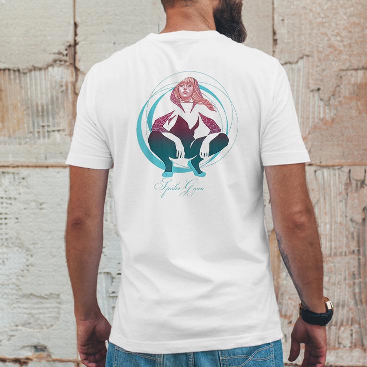 Spider Gwen Crouching Abstract Swirl Graphic Mens Back Print T-shirt Funny Gifts