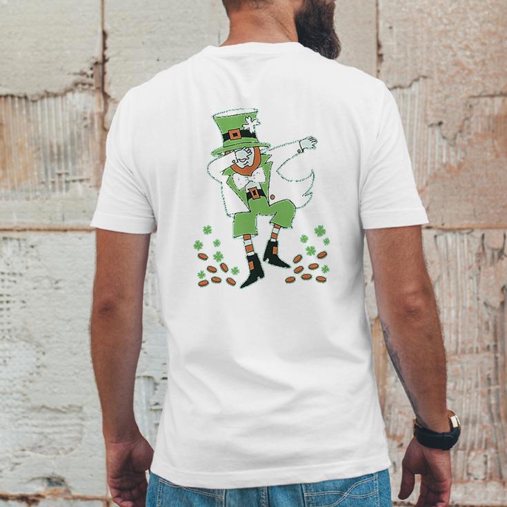 St Patricks Day Clovers Dabbing Leprechaun Youth Kids Mens Back Print T-shirt Funny Gifts