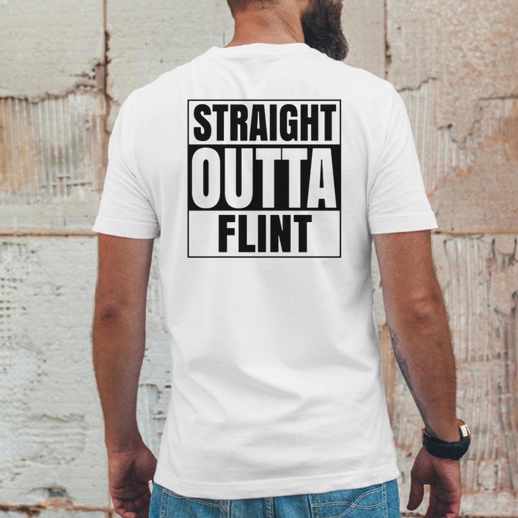 Straight Outta Flint Michigan Mens Back Print T-shirt Funny Gifts