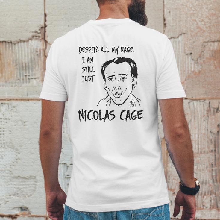 Strange Cargo Despite All My Rage Nicolas Cage Funny Parody Mens Back Print T-shirt Funny Gifts