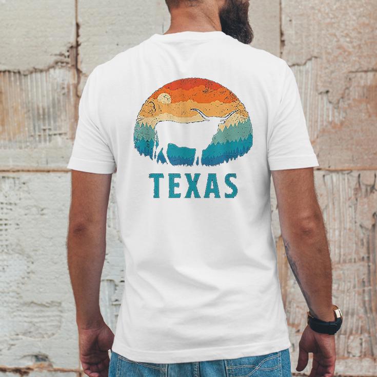 Texas Longhorn Cow Vintage Texan Cattle Herd Retro Lone Star Mens Back Print T-shirt Funny Gifts