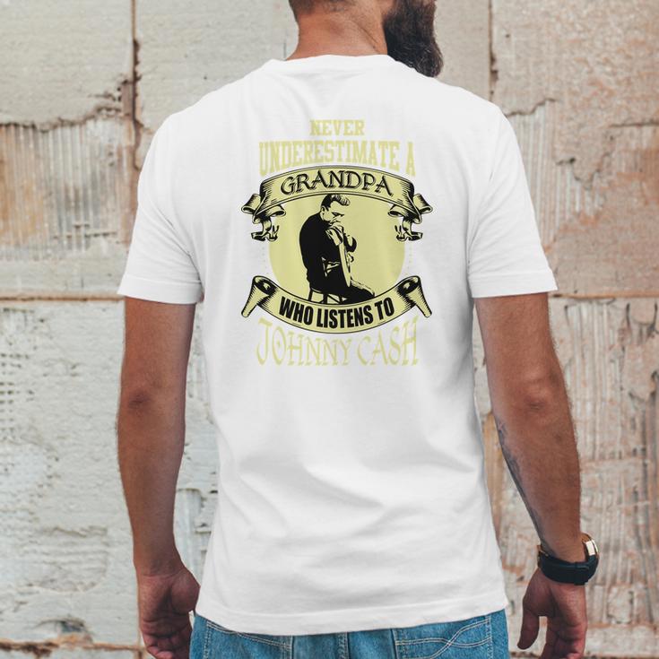 Never Underestimate A Grandpa Who Listens To Johnny Cash Mens Back Print T-shirt Funny Gifts