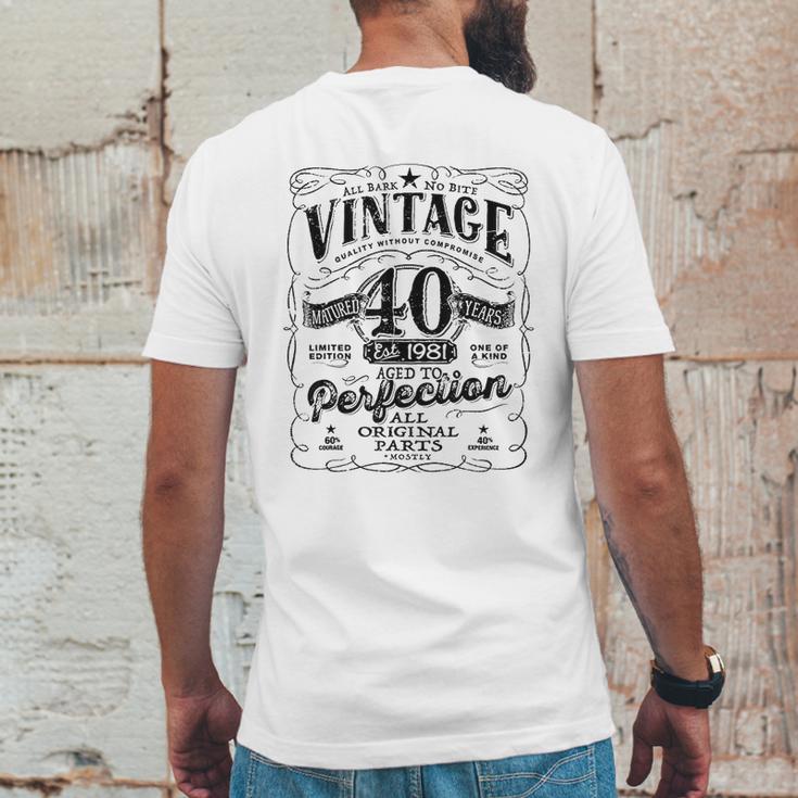 Vintage 40Th Birthday Top For Him 1981 Aged To Perfection Mens Back Print T-shirt Funny Gifts