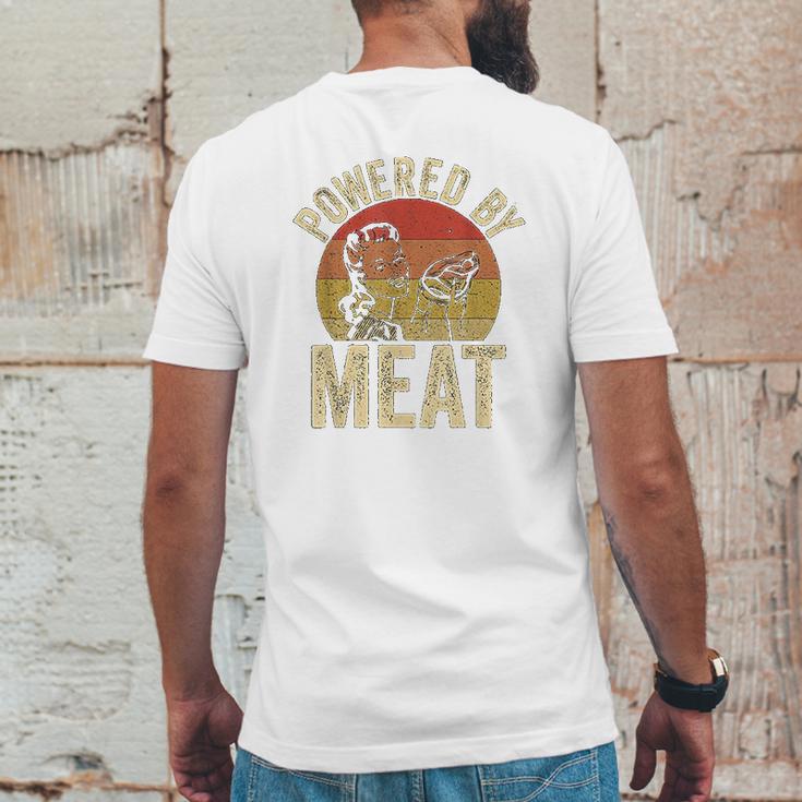 Vintage Powered By Meat Carnivore Woman Meat Eater Mens Back Print T-shirt Funny Gifts