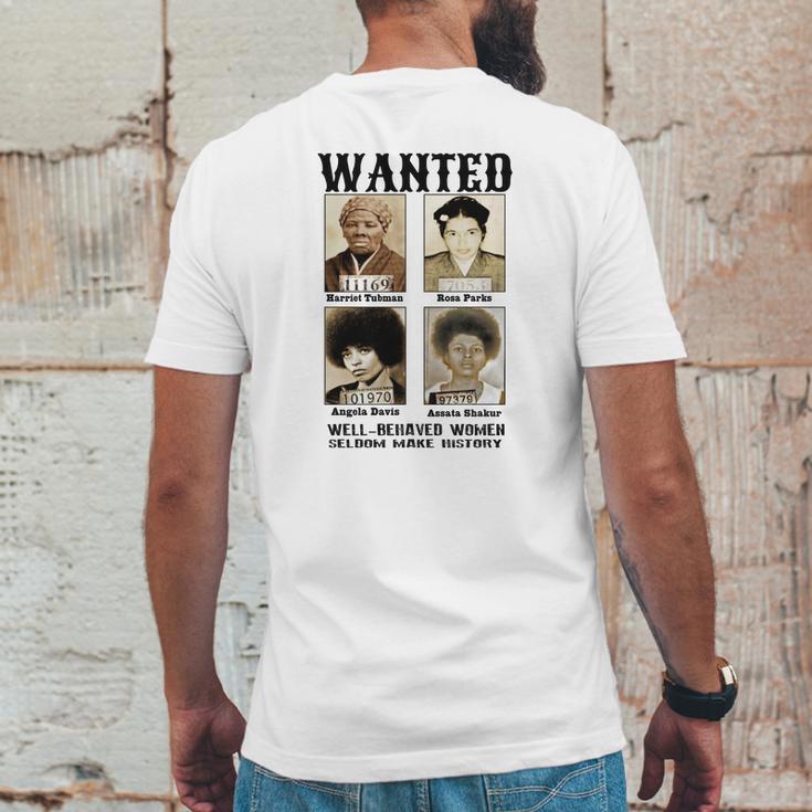 Wanted Harriet Tubman Angela Davis Assata Shakur Mens Back Print T-shirt Funny Gifts