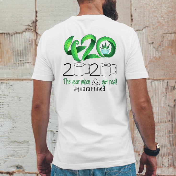 Weed Cannabis 420 Stone 2020 Quarantine Mens Back Print T-shirt Funny Gifts