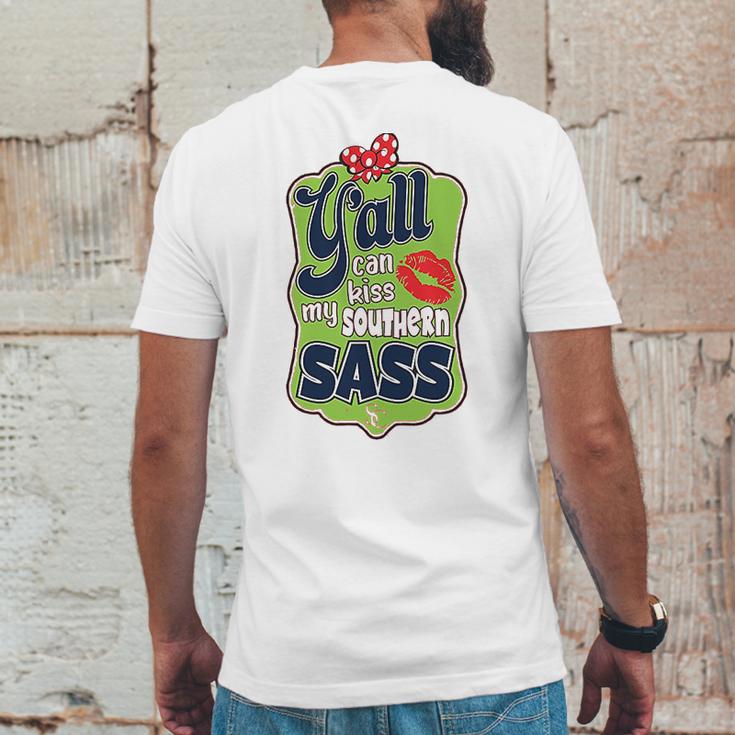 Yall Can Kiss My Southern Sass Southern Charm Collection On A Coral Mens Back Print T-shirt Funny Gifts