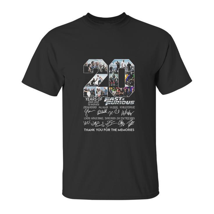 20 Years Of 2001 2021 Fast And Furious Thank You Unisex T-Shirt