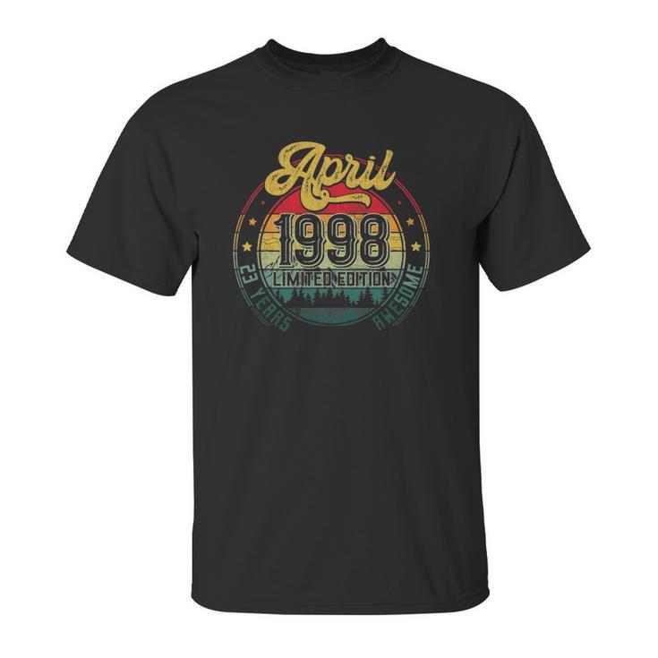 23Rd Birthday Gifts 23 Years Old Retro Born In April 1998 Ver2 Unisex T-Shirt