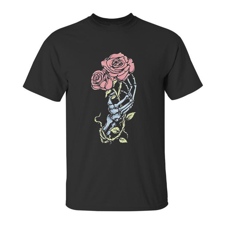 Aesthetic Skeleton Hand  Rose Pastel Goth Dark Gothic Unisex T-Shirt