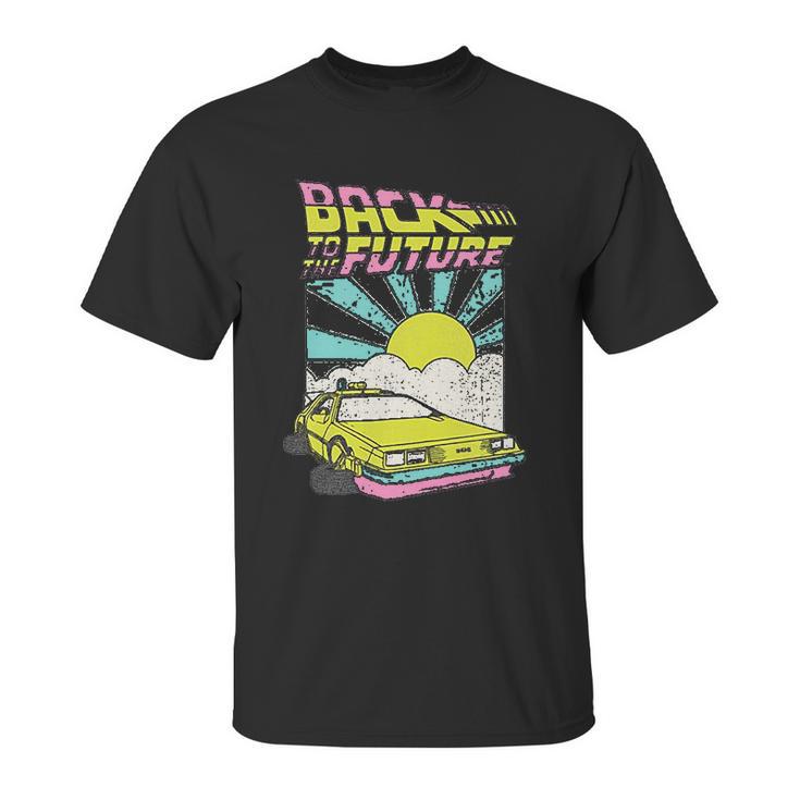 Back To The Future Delorean Sunrise Cartoon Unisex T-Shirt