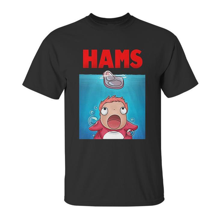 Bakugou Anime Ponyo On The Cliff Hams Parody Jaws Unisex T-Shirt