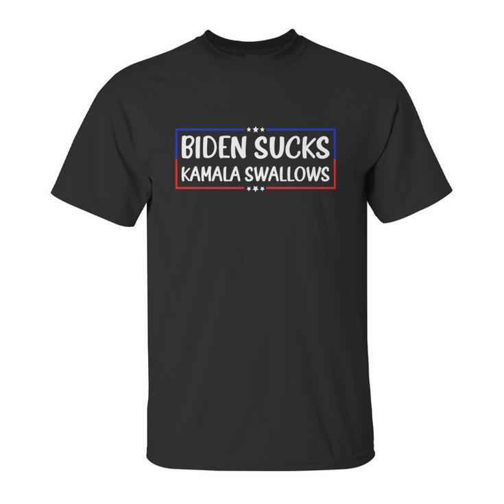 Biden Sucks Kamala Swallows Funny Biden And Kamala  Graphic Design Printed Casual Daily Basic Unisex T-Shirt