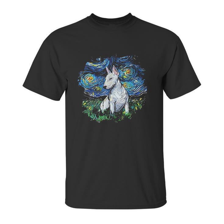 Bull Terrier Starry Night Impressionist Dog Art Unisex T-Shirt