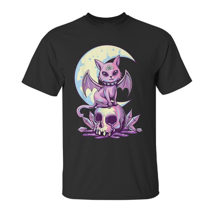 Cat Pastel Goth Moon Kawaii Halloween Skull Purple Witch Unisex T-Shirt