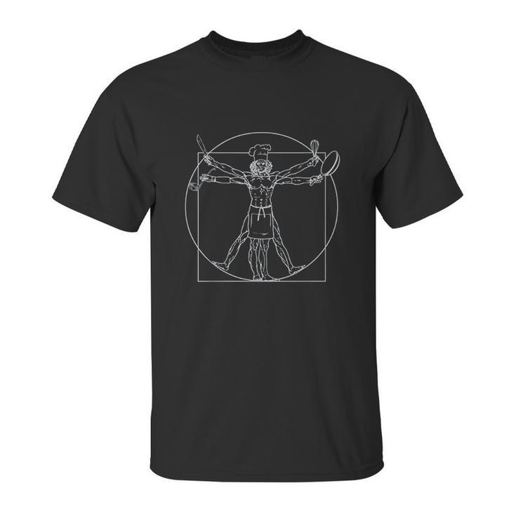 Chef Vitruvian Man Da Vinci Funny Cooking Gift Unisex T-Shirt