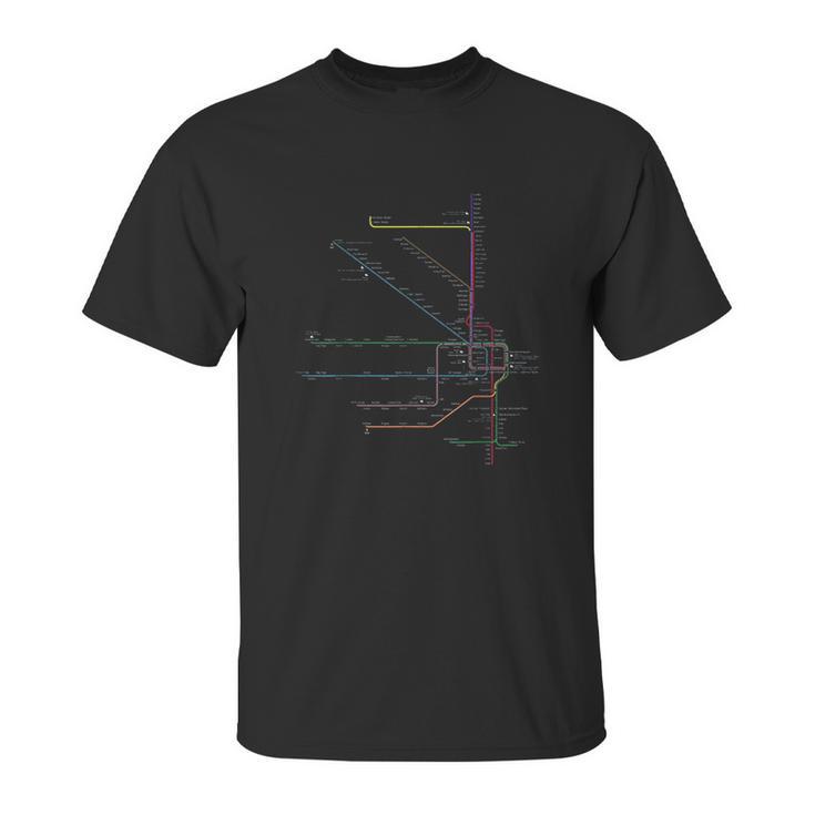 Chicago  Map Cta Elevated L Train Metro Transit Unisex T-Shirt