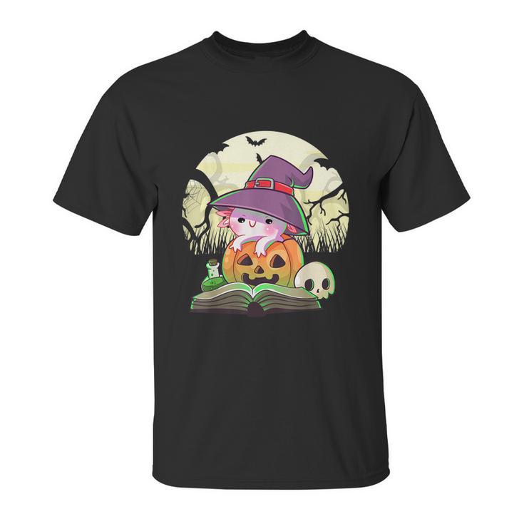 Cute Axolotl Halloween Costume Pumpkin Pastel Goth Graphic Design Printed Casual Daily Basic Unisex T-Shirt