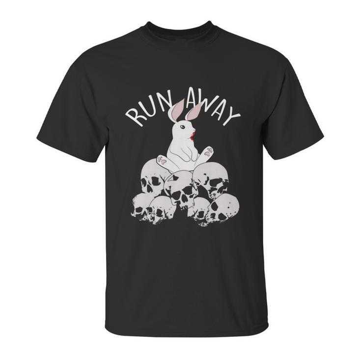 Cute Halloween Funny Halloween Day Run Away Bloody Bunny Skeleton Unisex T-Shirt