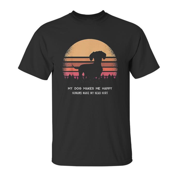 Dachshund Twilight Vintage Pine Tree Unisex T-Shirt