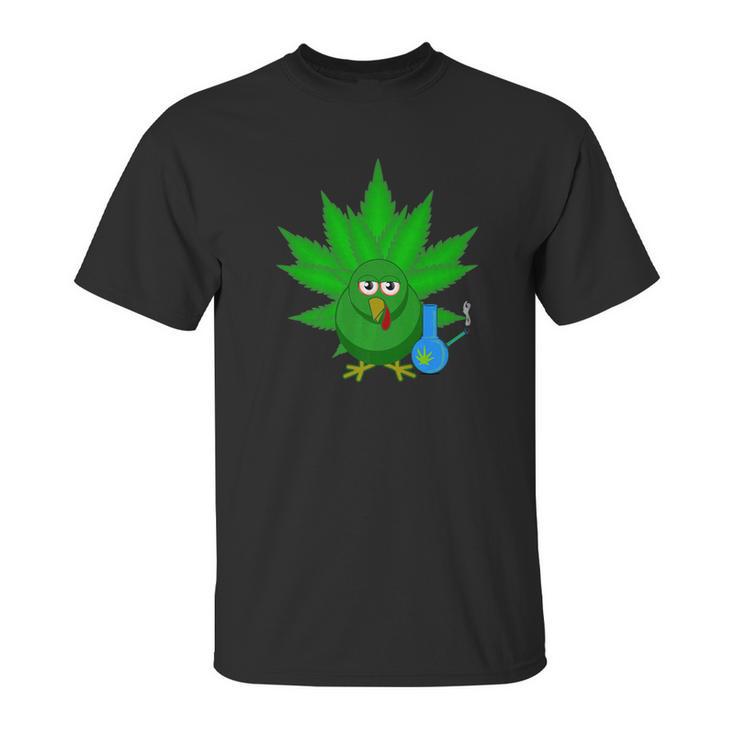 Danksgiving Thanksgiving Turkey Weed Cannabis Pot 420 Unisex T-Shirt