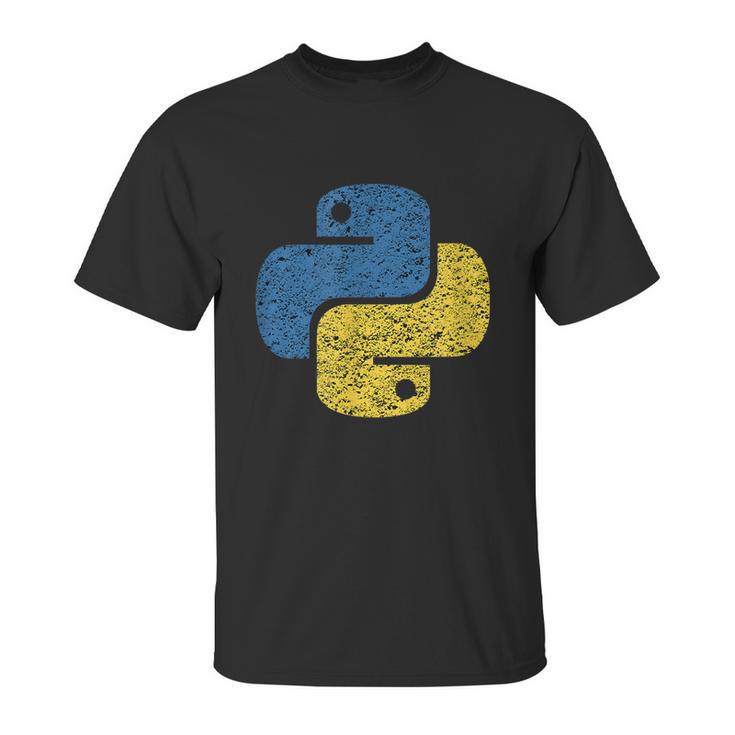 Distressed Python Logo For Engineers Unisex T-Shirt