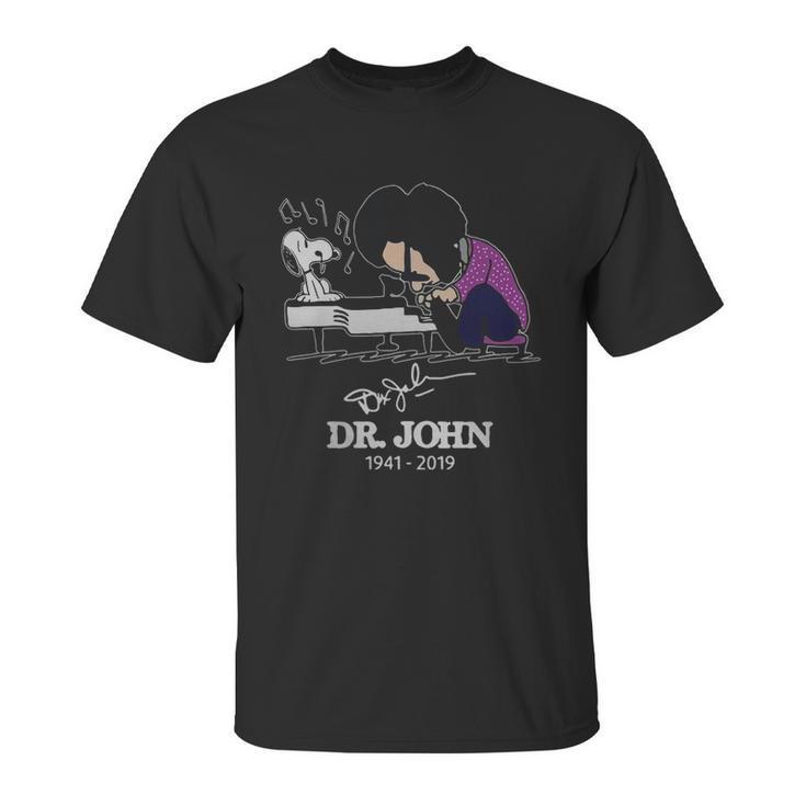 Dr John And Snoopy Mashup Schroeder Playing Piano Signature T-Shirt Unisex T-Shirt