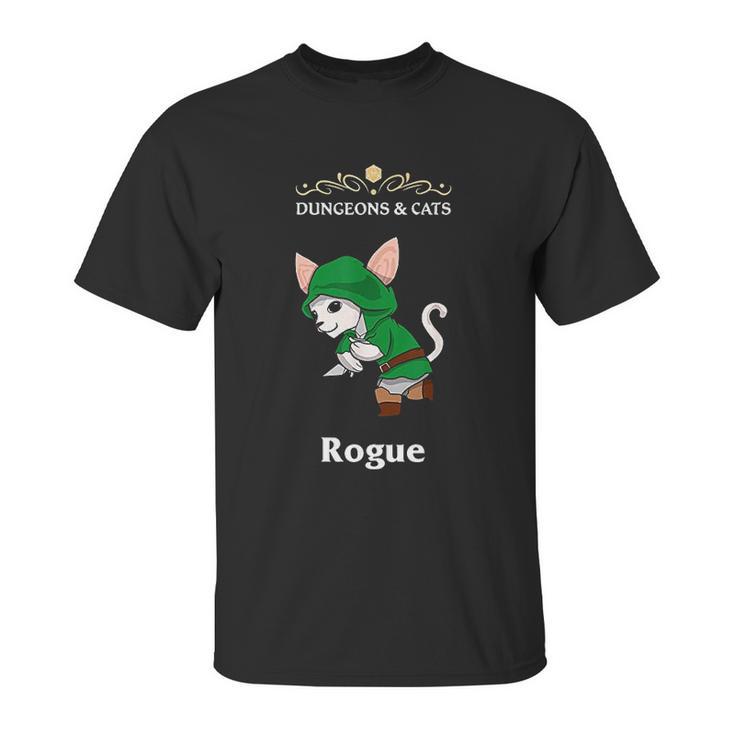 Dungeons And Cat Rogue Roleplaying Fantasy Gamers Unisex T-Shirt