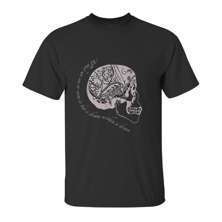 Edgar Allan Poe Skull Unisex T-Shirt