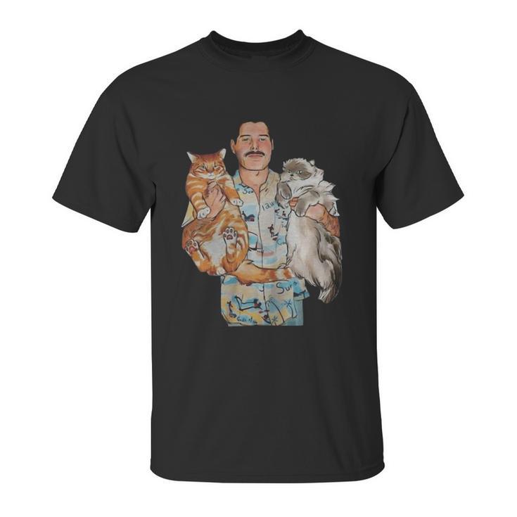 Freddie Mercury Hug Cats Unisex T-Shirt