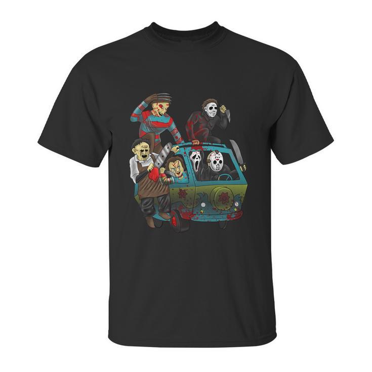 Funny Halloween Scary Holocaust Machine Van Movie Characters Unisex T-Shirt