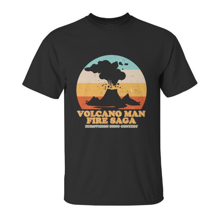 Funny Vintage Volcano Man Fire Saga Eurovision Song Contest Unisex T-Shirt