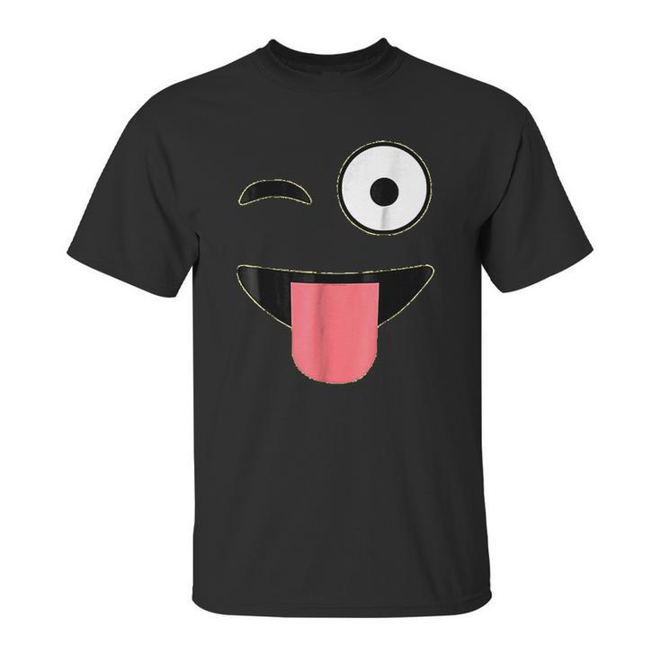 Halloween Costume Emoji Face Wink Eye Tongue Unisex T-Shirt