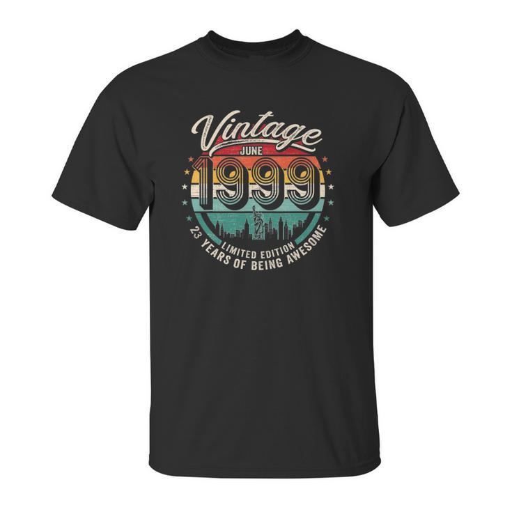 Happy 23Rd Birthday Vintage June 1999  23 Years Old Unisex T-Shirt