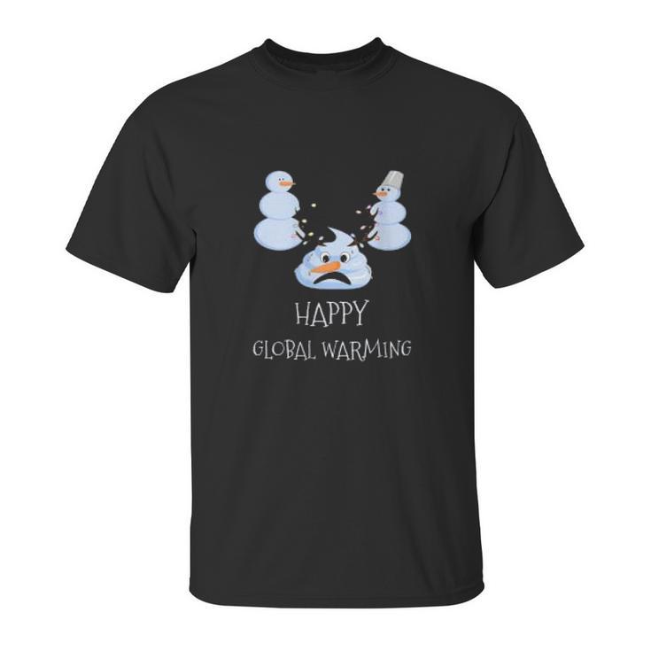 Happy Global Warming Snowmen Emoji Climate Change Unisex T-Shirt