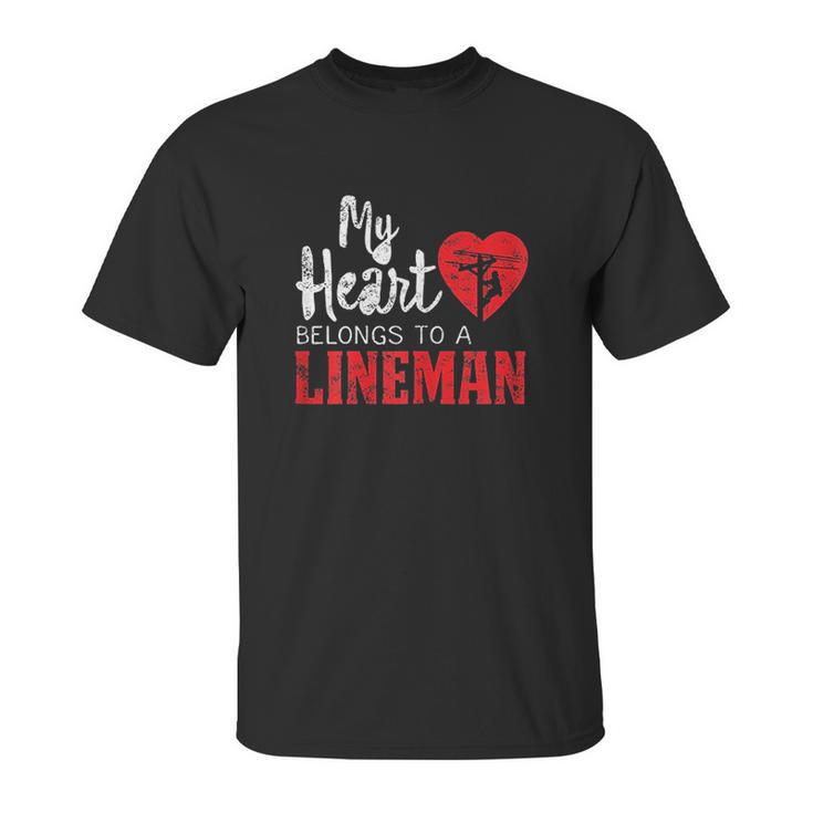 My Heart Belongs To A Electric Cable Lineman Unisex T-Shirt