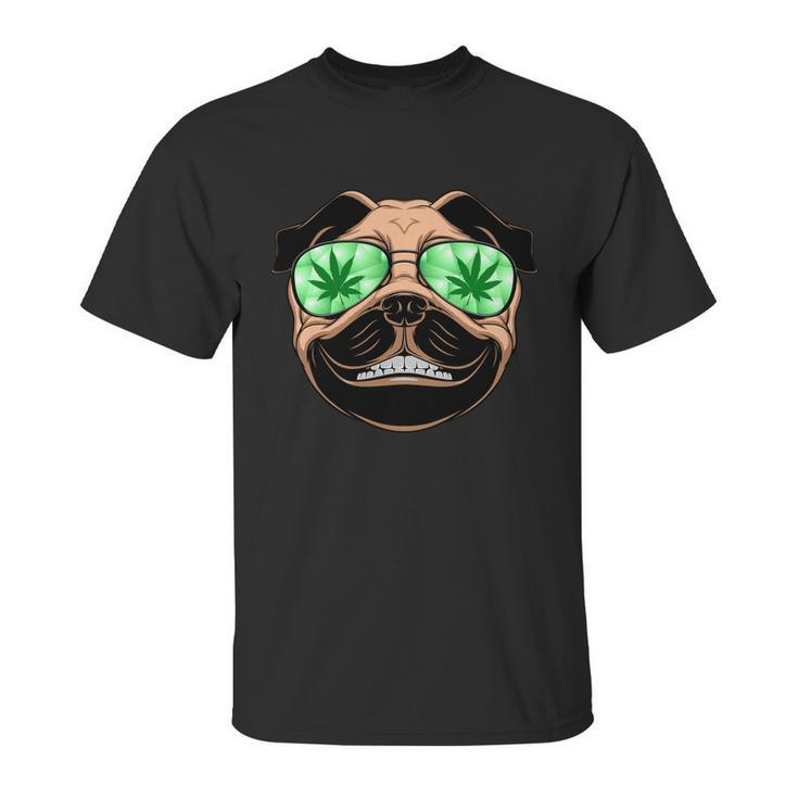High Off Weed Smiling Pug Unisex T-Shirt