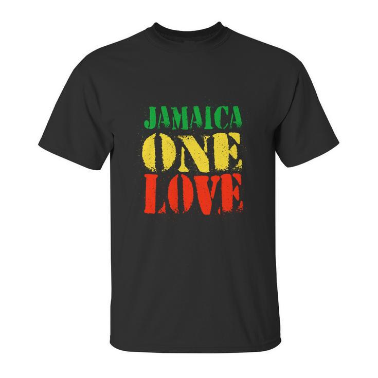 Jamaica One Love Unisex Great Gift Rasta Colors Reggae Unisex T-Shirt