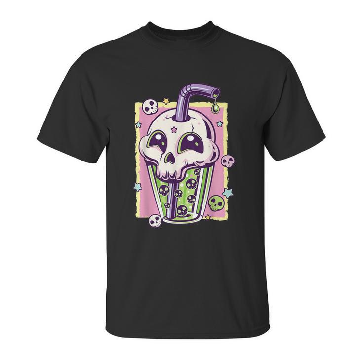 Kawaii Pastel Goth Creepy Skull Boba Bubble Tea Vaporwave Unisex T-Shirt