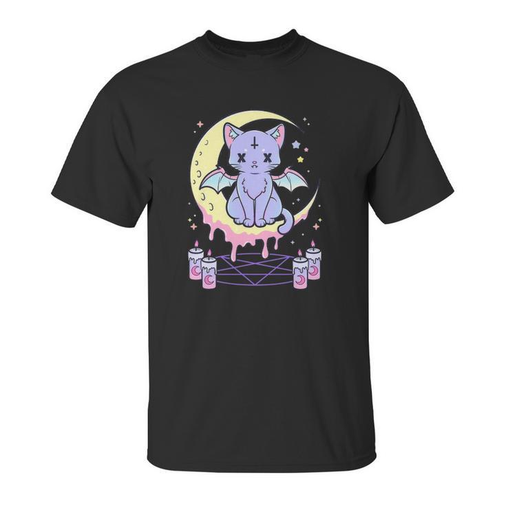 Kawaii Pastel Goth Cute Creepy Black Cat Unisex T-Shirt