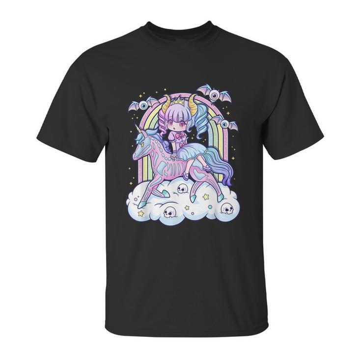 Kawaii Pastel Goth Cute Creepy Sugar Skull Unicorn Unisex T-Shirt