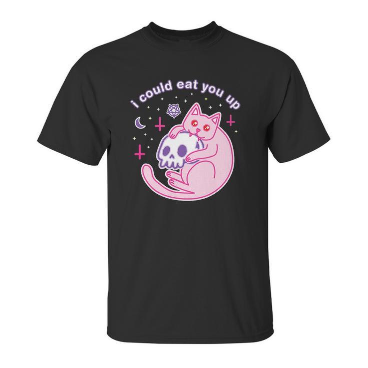 Kawaii Pastel Goth Witch Pink Devil Satan Cat Skull Moon Unisex T-Shirt