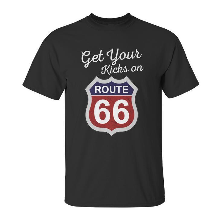 Get Your Kicks Route 66 Distressed &S Unisex T-Shirt