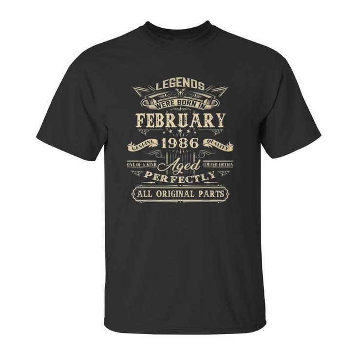 Legends February 1986 Gift 36 Years Old 36Th Birthday Gifts Unisex T-Shirt